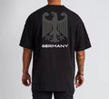 Rückansicht des Germany Oversized T-Shirts 02 von GrindTrap aus 100 % Premium-Baumwolle mit großem Deutschland-Adler und „GERMANY“ Rückenprint